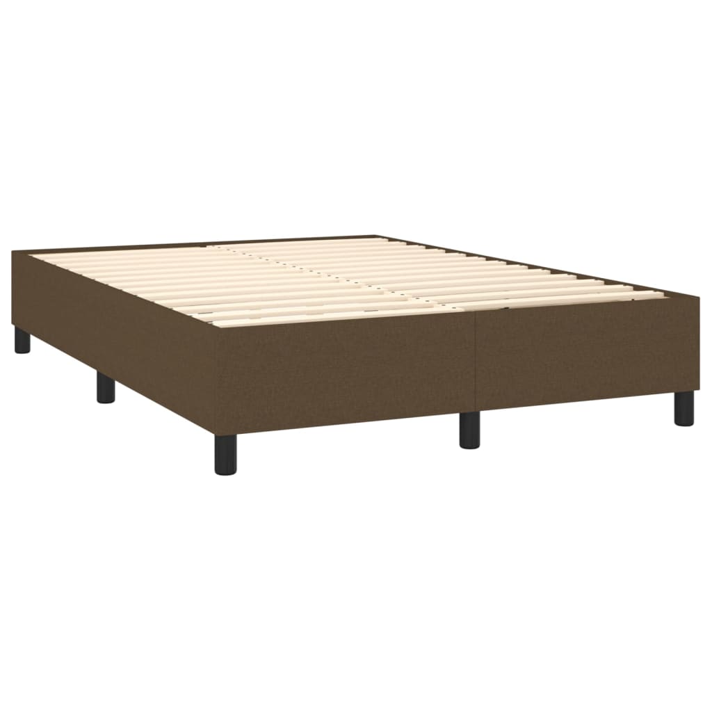 Boxspring Met Matras Stof Donkerbruin 140 x 200 cm Blok met vierkanten