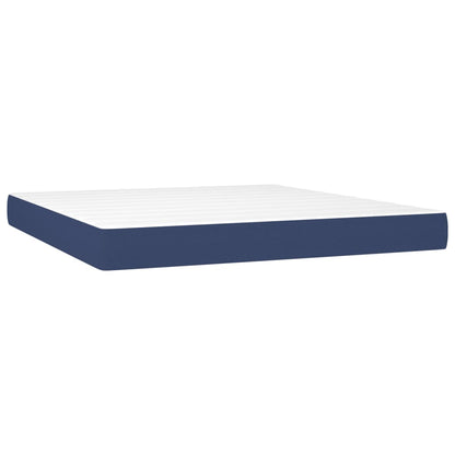 Boxspring Met Matras Stof Blauw 160 x 200 cm Blok met vierkanten