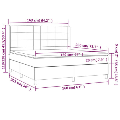 Boxspring Met Matras Stof Blauw 160 x 200 cm Blok met vierkanten