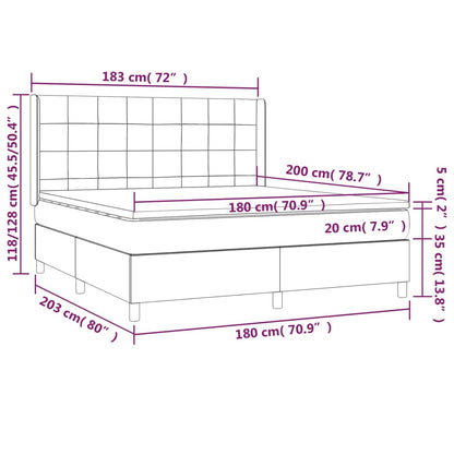 Boxspring Met Matras Stof Donkerbruin 180 x 200 cm Blok met vierkanten