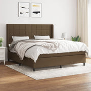 Box spring with mattress dark brown fabric 180x200 cm