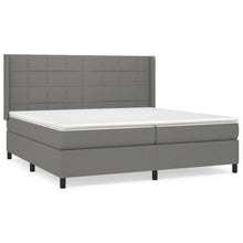 Boxspring Met Matras Stof Donkergrijs 200 x 200 cm Blok met vierkanten