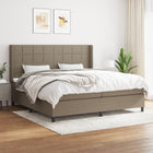 Box spring with taupe fabric mattress 200x200 cm