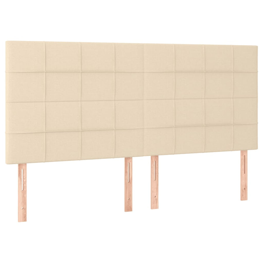 Boxspring Met Matras Stof Kleurig Crème 200 x 200 cm Blok met vierkanten