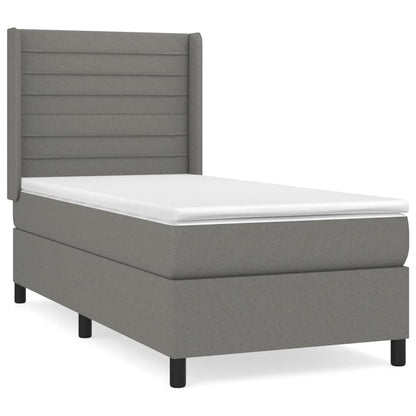 Boxspring Met Matras Stof Donkergrijs 80 x 200 cm Horizontale strepen