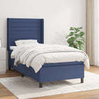 Boxspring Met Matras Stof Blauw 80 x 200 cm Horizontale strepen