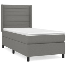 Boxspring Met Matras Stof Donkergrijs 90 x 190 cm Horizontale strepen