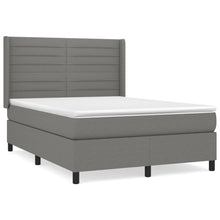 Boxspring Met Matras Stof Donkergrijs 140 x 190 cm Horizontale strepen