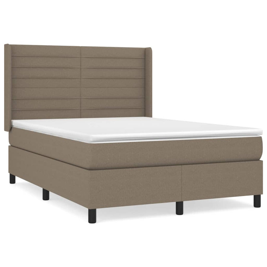 Boxspring met matras stof taupe 140x190 cm 140 x 190 cm Taupe