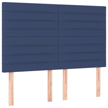 Boxspring Met Matras Stof Blauw 140 x 190 cm Horizontale strepen