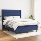 Boxspring Met Matras Stof Blauw 140 x 190 cm Horizontale strepen