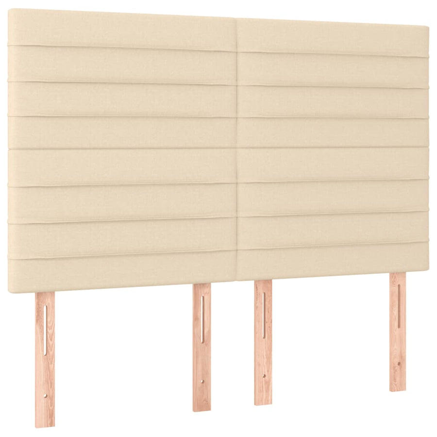 Boxspring met matras stof crèmekleurig 140x200 cm 140 x 200 cm Horizontale strepen