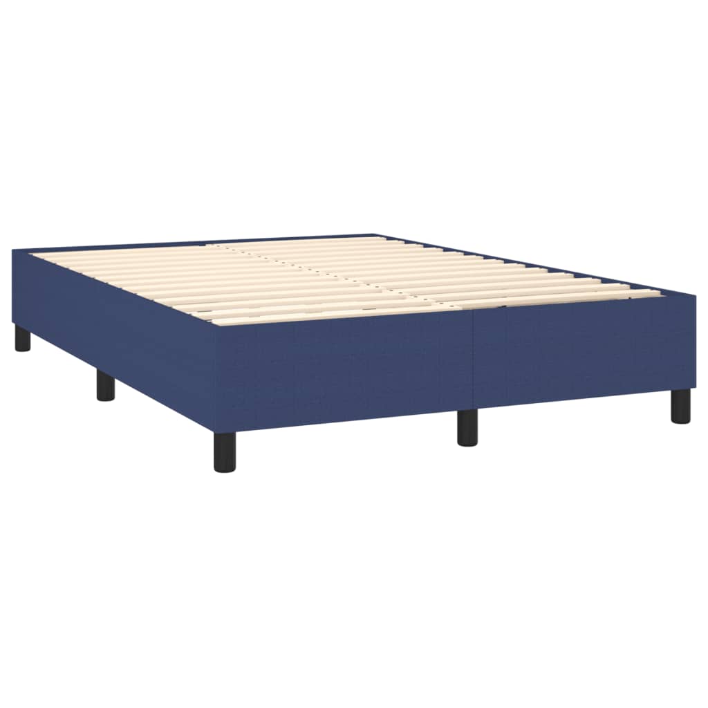 Boxspring Met Matras Stof Blauw 140 x 200 cm Horizontale strepen