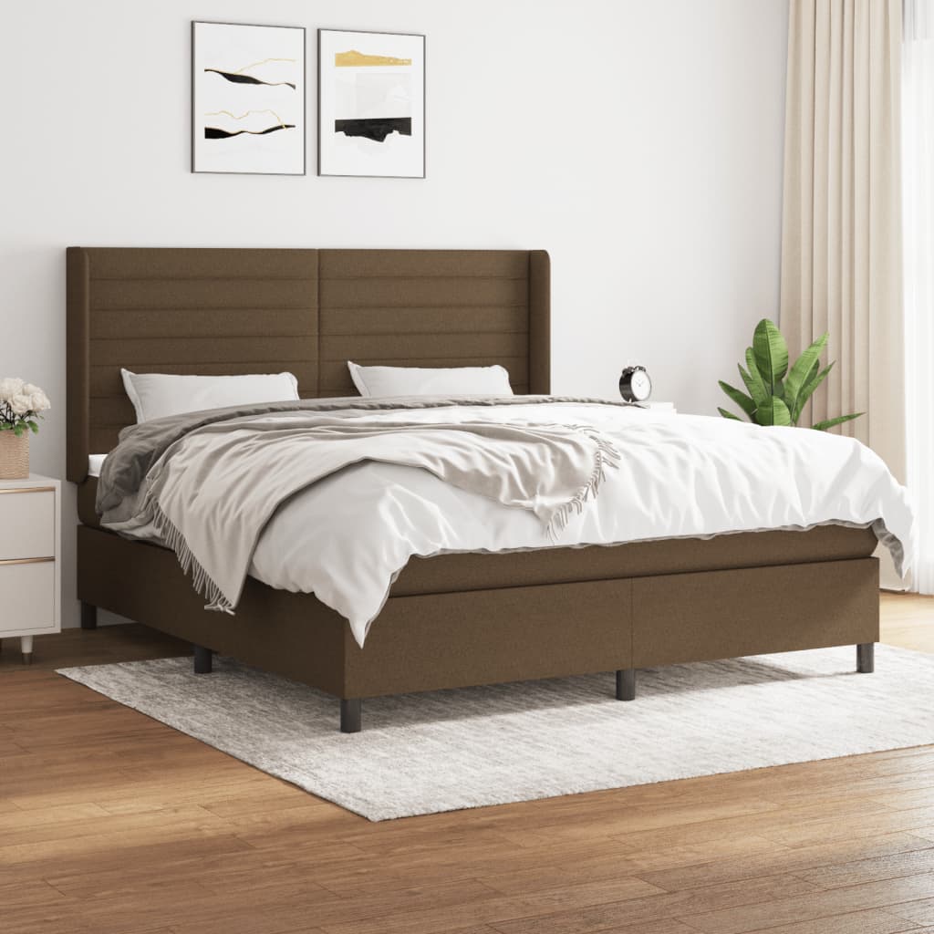 Boxspring Met Matras Stof 180 x 200 cm Donkerbruin
