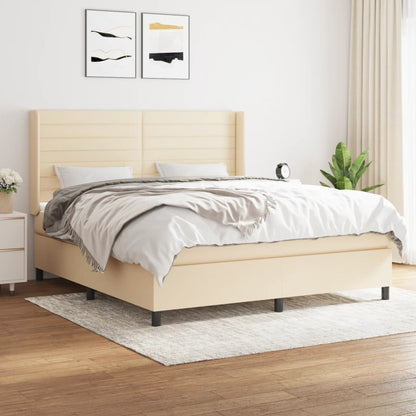 Boxspring Met Matras Stof Kleurig 180 x 200 cm Crème
