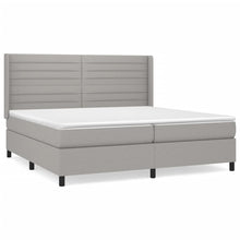 Boxspring Met Matras Stof Lichtgrijs 200 x 200 cm Horizontale strepen
