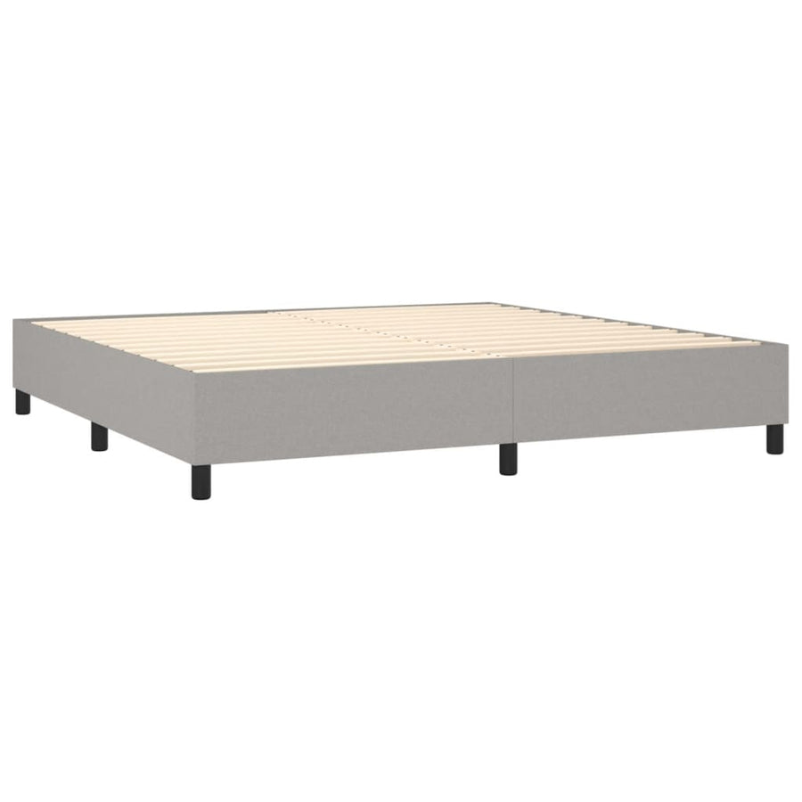 Boxspring Met Matras Stof Lichtgrijs 200 x 200 cm Horizontale strepen