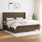 Box spring with dark brown fabric mattress 200x200 cm