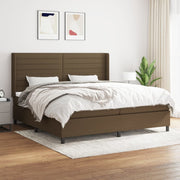 Boxspring met matras donkerbruin 200x200 cm