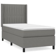 Boxspring Met Matras Stof Donkergrijs 90 x 190 cm Verticale strepen