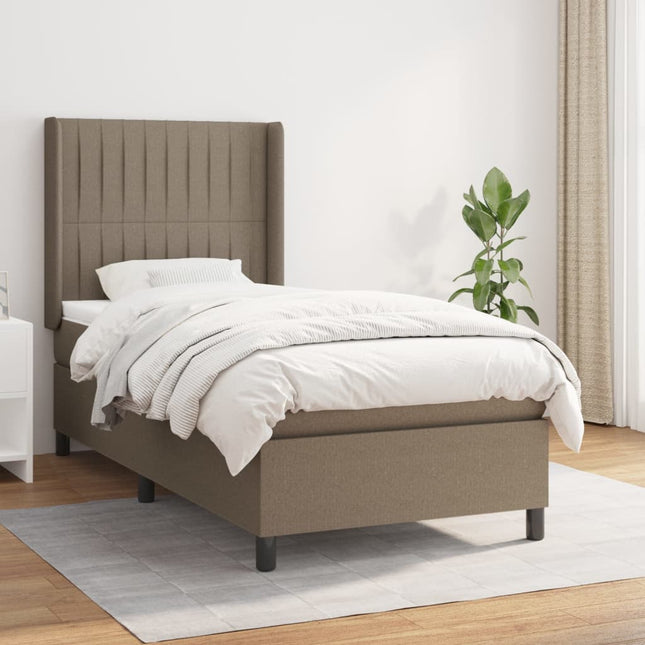 Boxspring met matras stof taupe 90x190 cm 90 x 190 cm Taupe