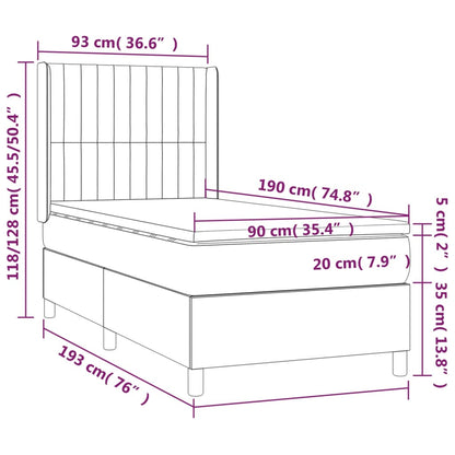 Boxspring met matras stof crèmekleurig 90x190 cm 90 x 190 cm Verticale strepen