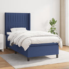 Boxspring Met Matras Stof Blauw 90 x 190 cm Verticale strepen