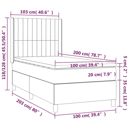 Boxspring Met Matras Stof Donkerbruin 100 x 200 cm Verticale strepen