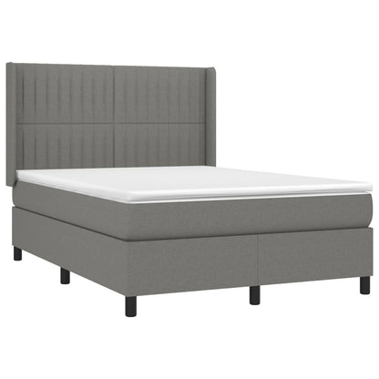 Boxspring Met Matras Stof Donkergrijs 140 x 190 cm Verticale strepen