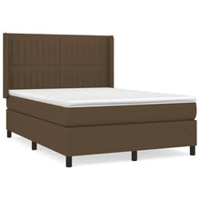 Boxspring Met Matras Stof Donkerbruin 140 x 190 cm Verticale strepen