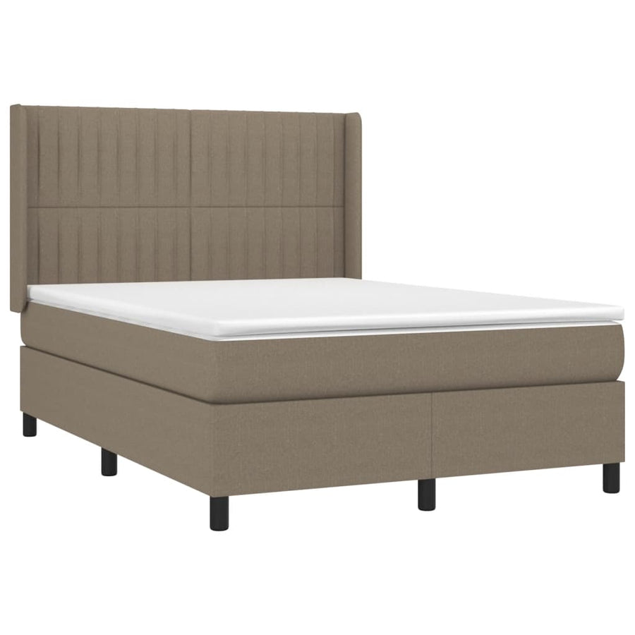 Boxspring Met Matras Stof Taupe 140 x 190 cm Verticale strepen