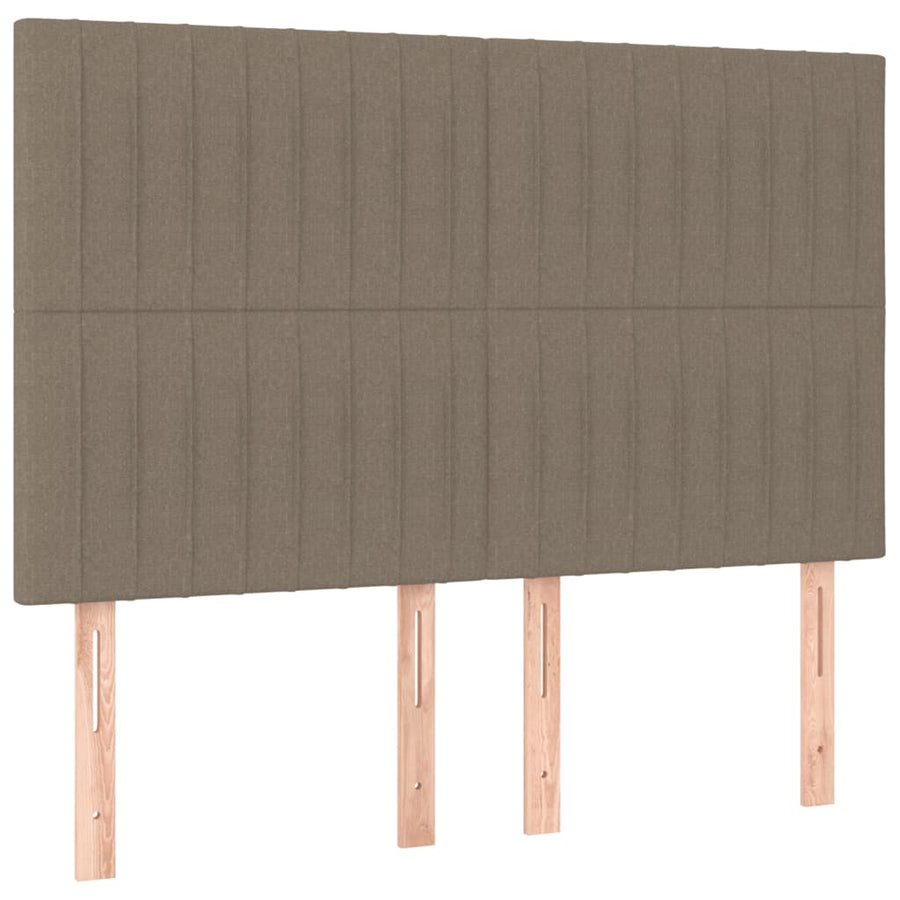 Boxspring Met Matras Stof Taupe 140 x 190 cm Verticale strepen