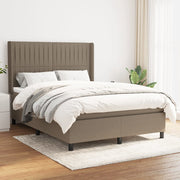 Box spring with fabric mattress taupe 140x190 cm