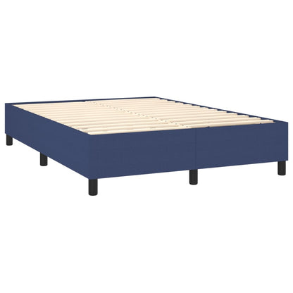 Boxspring Met Matras Stof Blauw 140 x 190 cm Verticale strepen