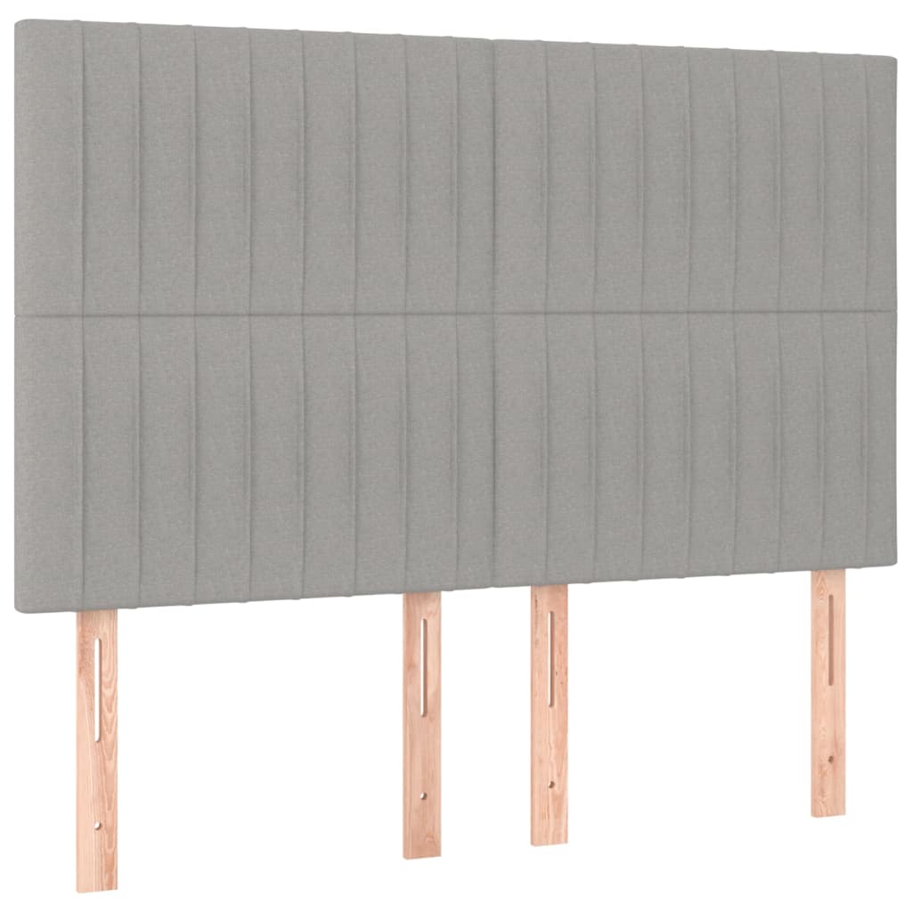 Boxspring Met Matras Stof Lichtgrijs 140 x 200 cm Verticale strepen