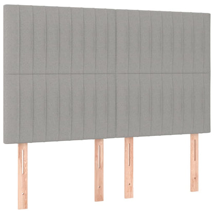 Boxspring Met Matras Stof Lichtgrijs 140 x 200 cm Verticale strepen