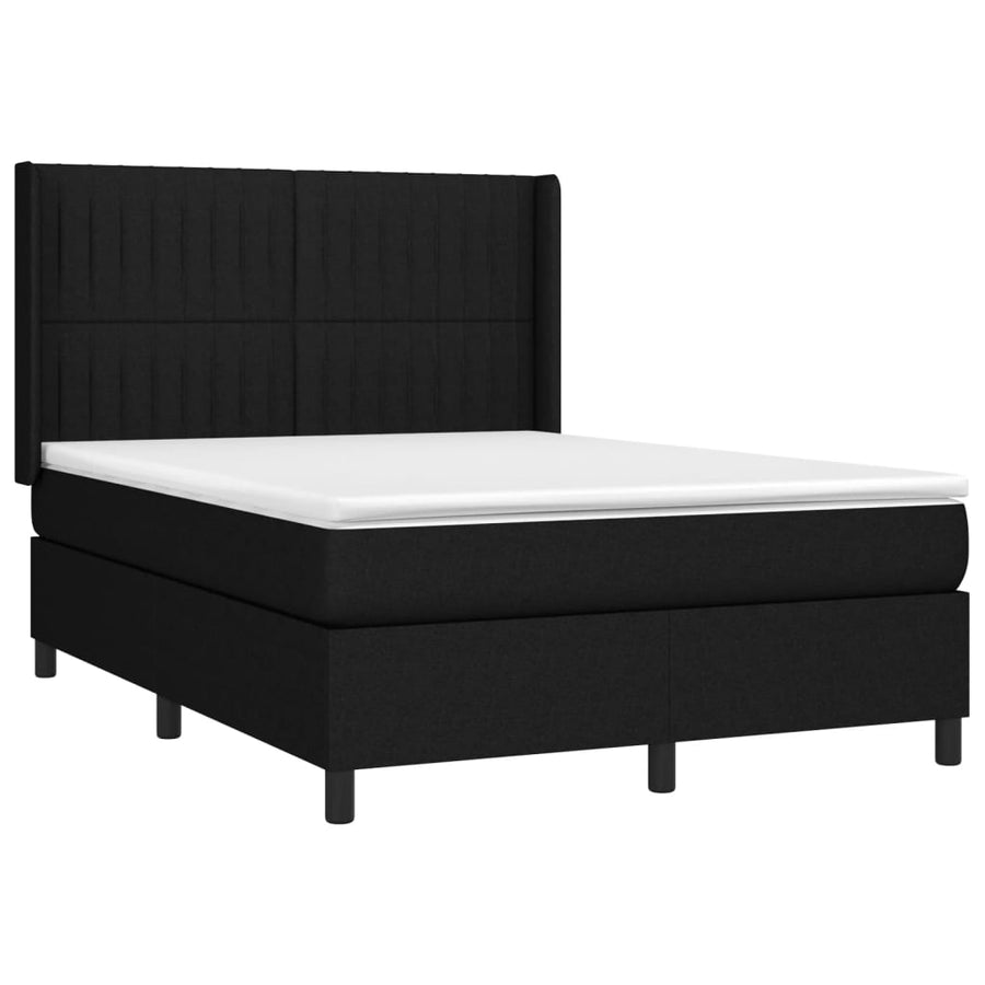 Boxspring Met Matras Stof Zwart 140 x 200 cm Verticale strepen