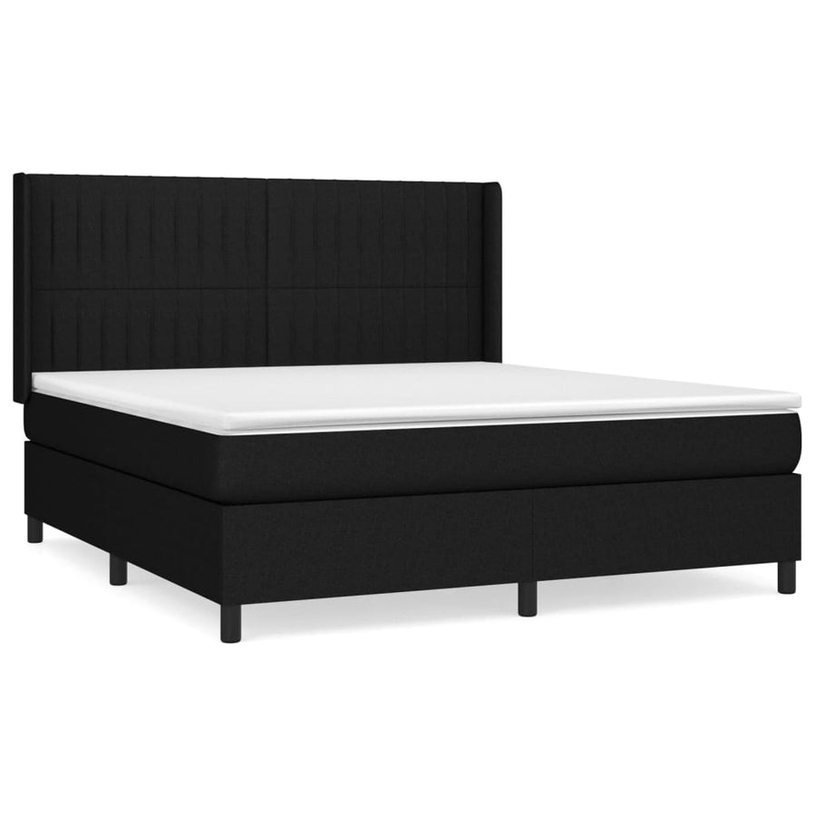 Boxspring Met Matras Stof Zwart 160 x 200 cm Verticale strepen