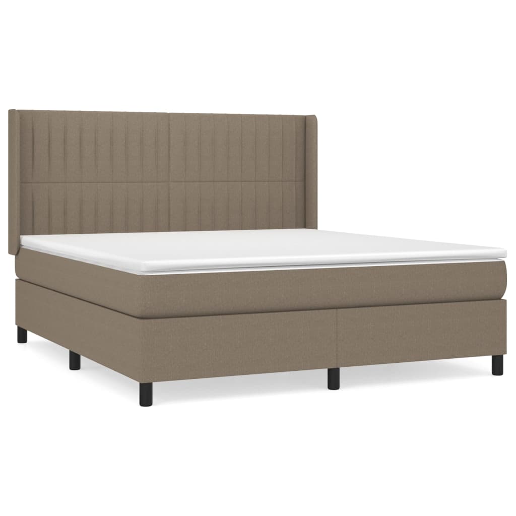 Boxspring Met Matras Stof Taupe 160 x 200 cm Verticale strepen