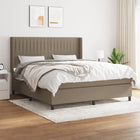 Boxspring Met Matras Stof Taupe 160 x 200 cm Verticale strepen