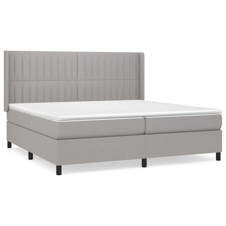 Boxspring Met Matras Stof Lichtgrijs 200 x 200 cm Verticale strepen