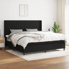 Box spring bed with mattress fabric black 200x200 cm