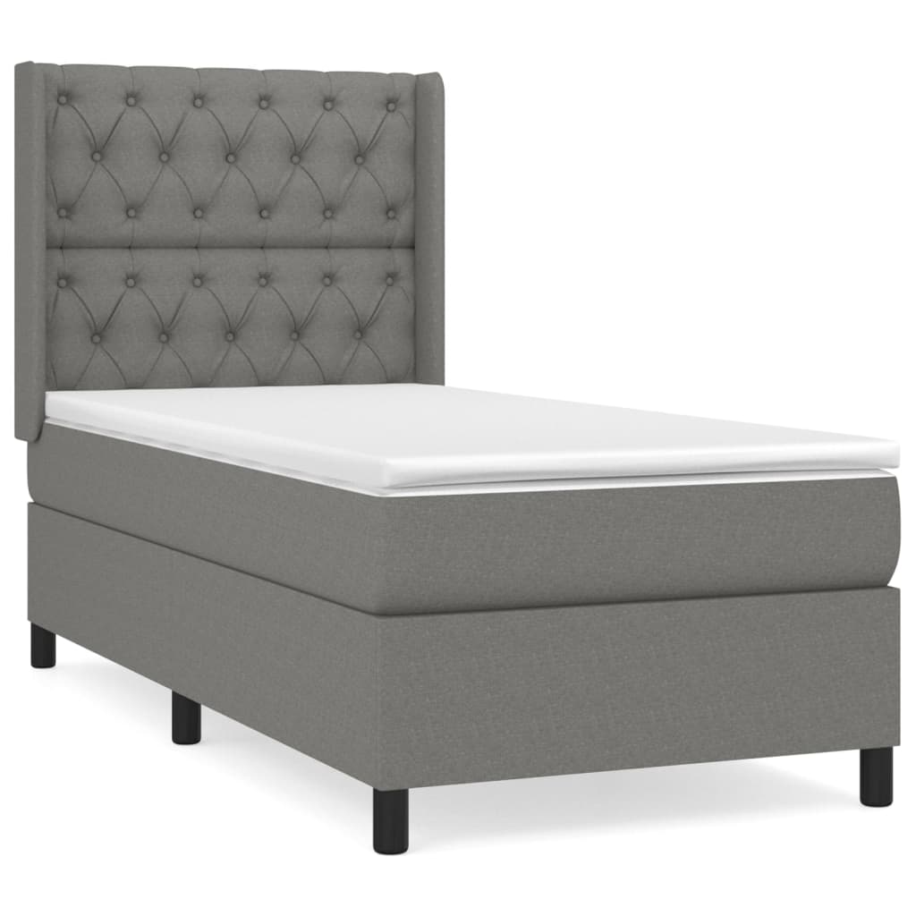 Boxspring Met Matras Stof Donkergrijs 80 x 200 cm Getuft ontwerp