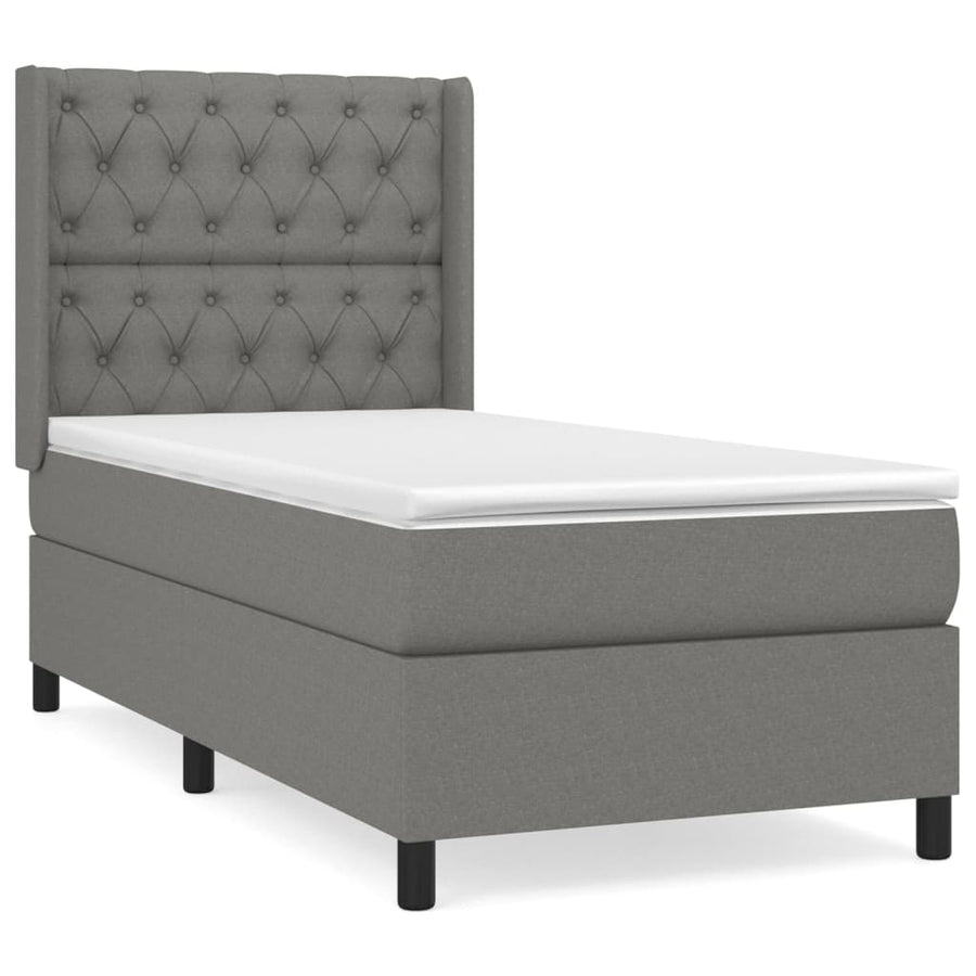 Boxspring Met Matras Stof Donkergrijs 80 x 200 cm Getuft ontwerp