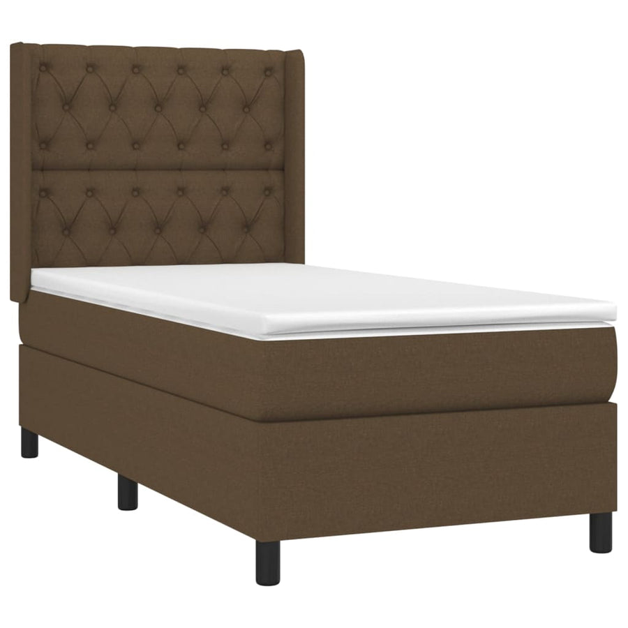 Boxspring Met Matras Stof Donkerbruin 80 x 200 cm Getuft ontwerp