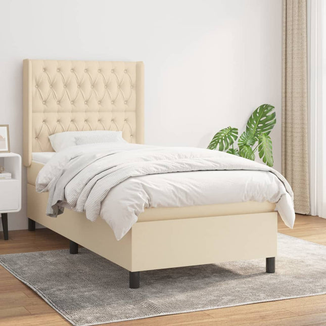 Boxspring Met Matras Stof Kleurig Crème 90 x 190 cm Getuft ontwerp