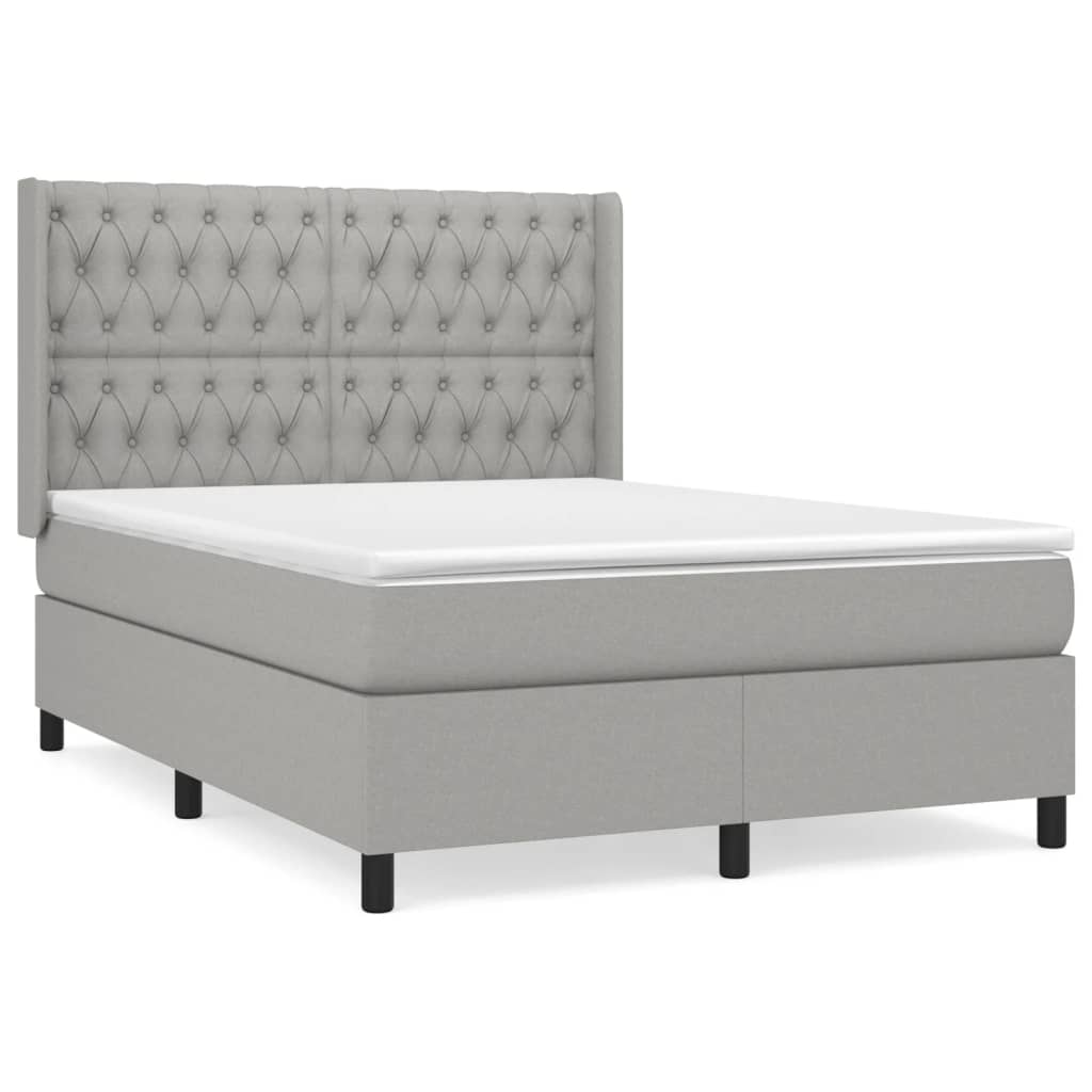Boxspring Met Matras Stof Lichtgrijs 140 x 190 cm Getuft ontwerp