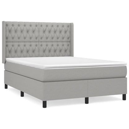 Boxspring Met Matras Stof Lichtgrijs 140 x 190 cm Getuft ontwerp