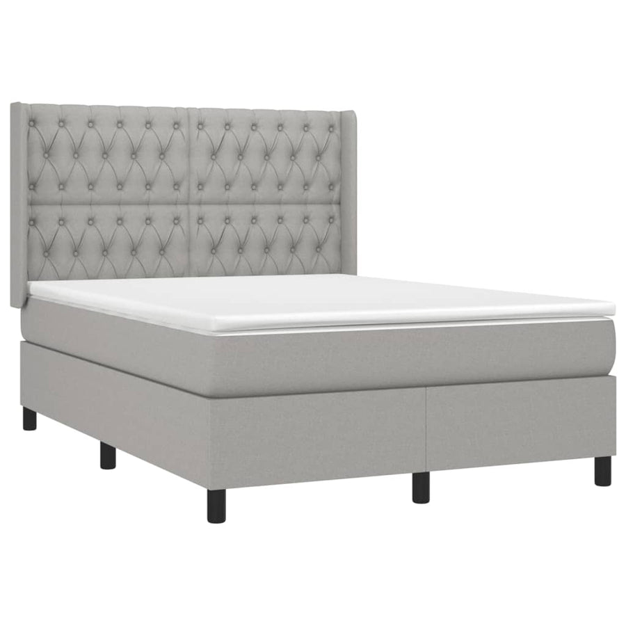 Boxspring Met Matras Stof Lichtgrijs 140 x 190 cm Getuft ontwerp