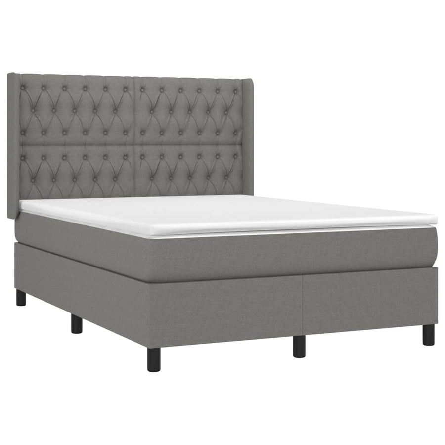 Boxspring Met Matras Stof Donkergrijs 140 x 190 cm Getuft ontwerp